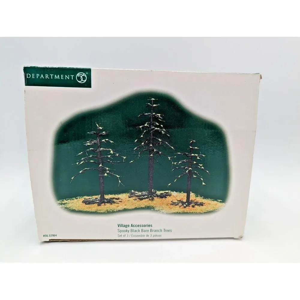 Department 56 Village Accessories 3 Spooky Black Bare‎ Branch Trees